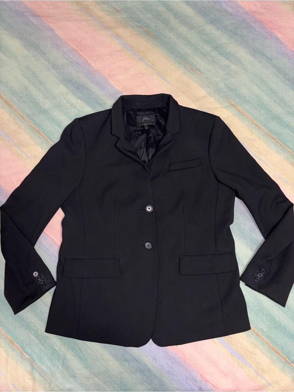 J. Crew Regent Four Season Single Breasted Blazer Jacket Career Stretch Black 14
